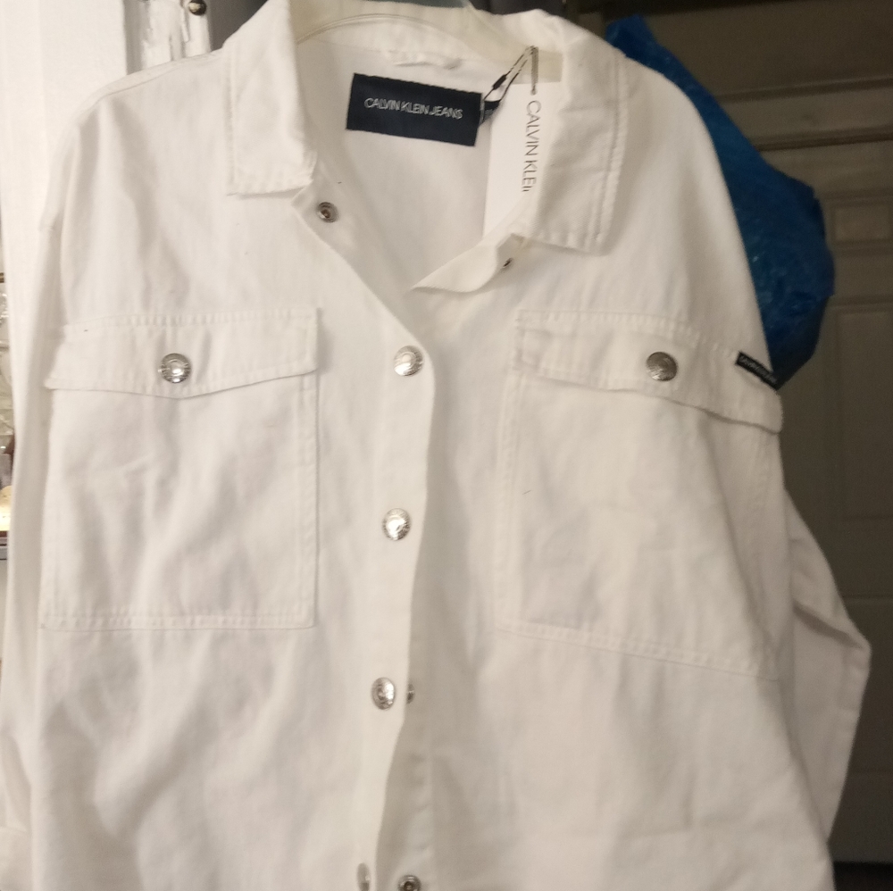Calvin Klein white jean jacket